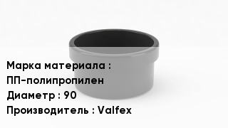 Заглушка полипропиленовая ПП-полипропилен D=90 Valfex